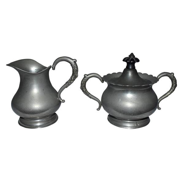 Pewter Cream and Sugar Set Ski Country Antiques & Home