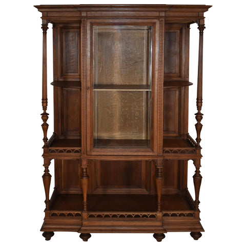 Oak Breakfront Vitrine