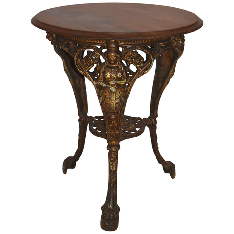 English Side Table with Iron Base
