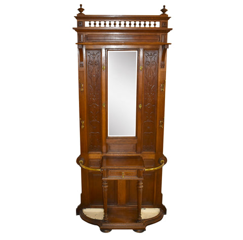 Oak Hall Stand with Mirror and Umbrella Storage
