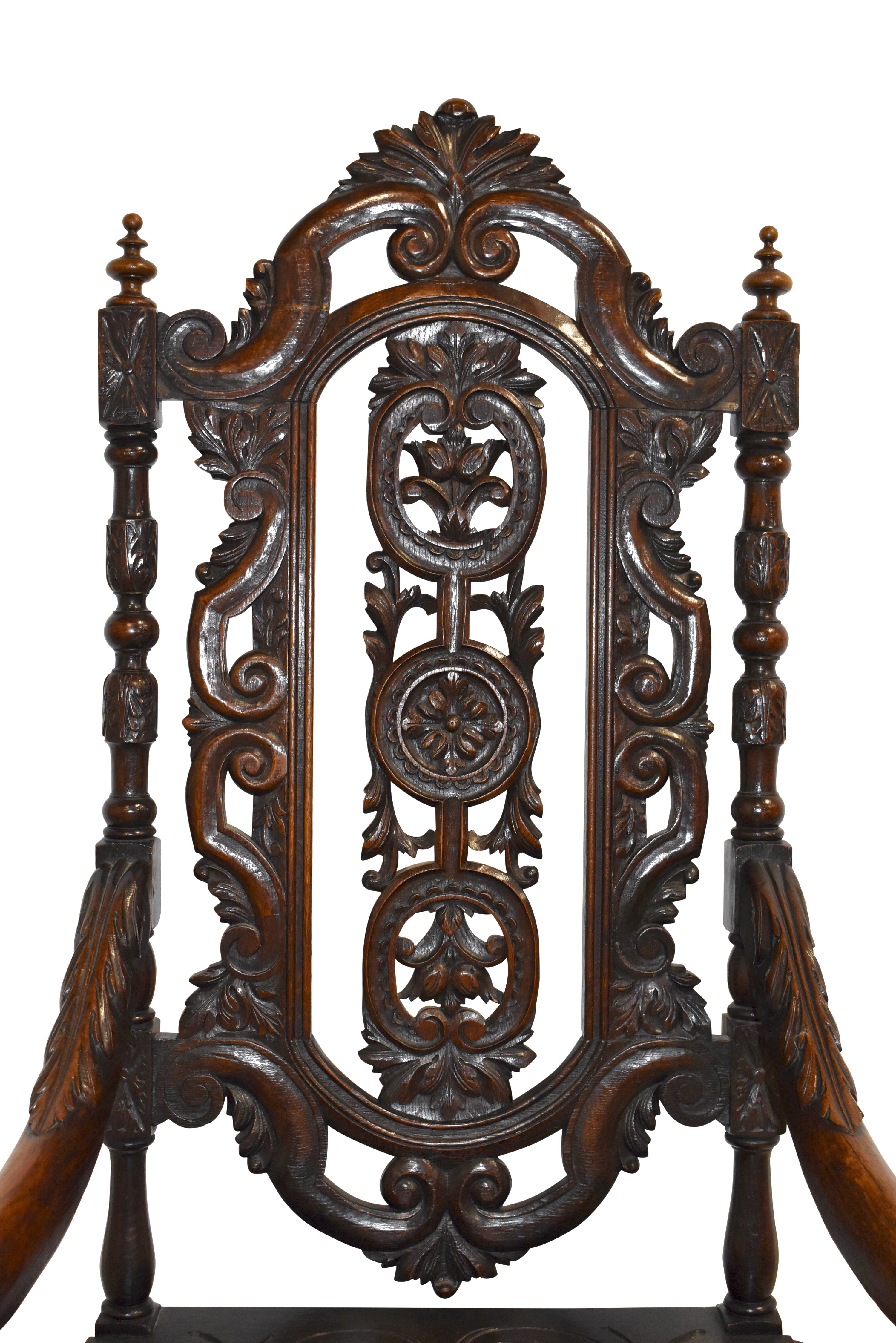 Louis XV Carved Oak Armchair