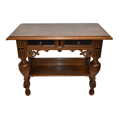 Dutch Renaissance Bulb Leg Console Table with Ebony Inlays