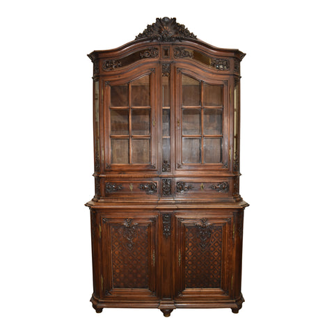 Carved Oak Louis XV Buffet Hutch
