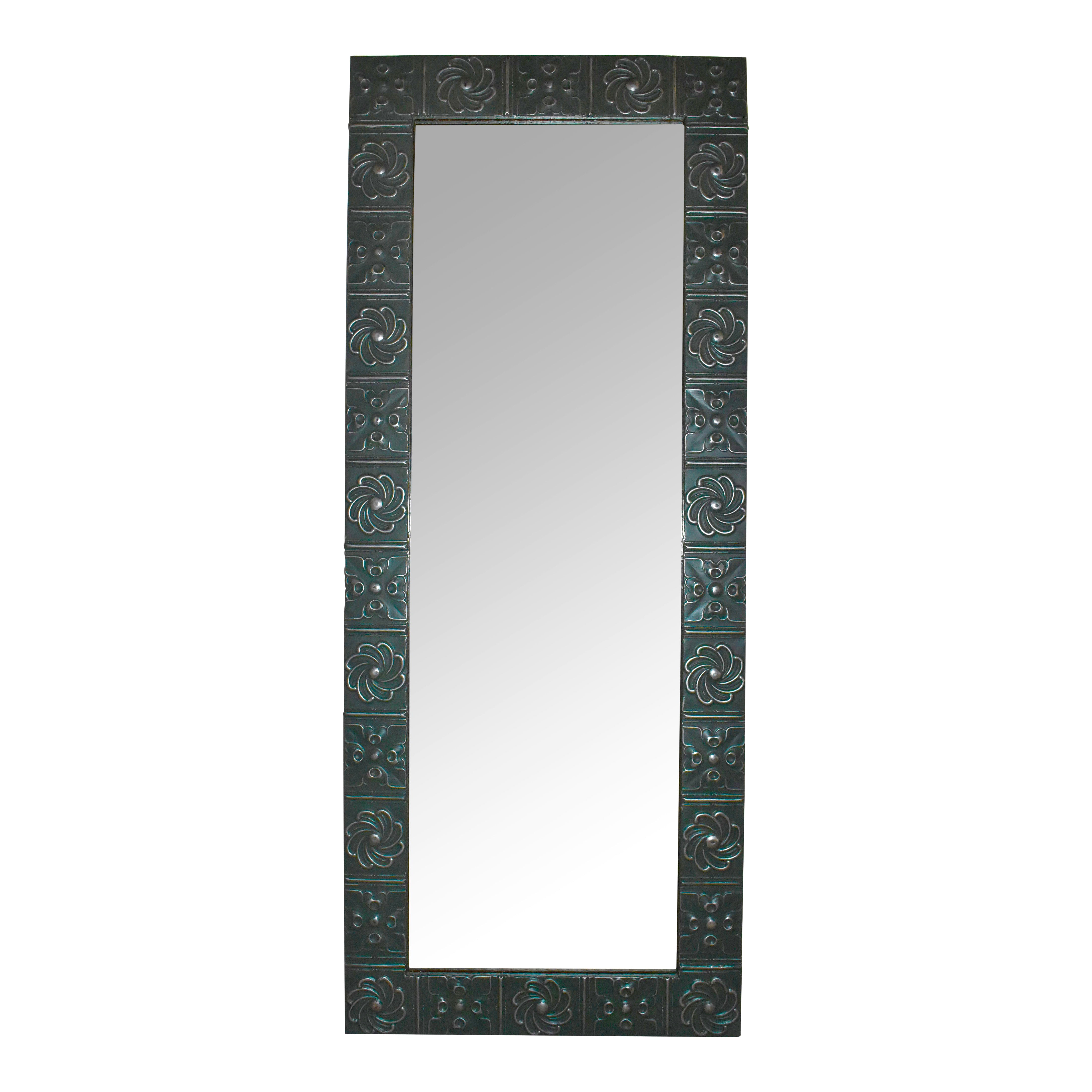 Green Full Length Tin Panel Mirror