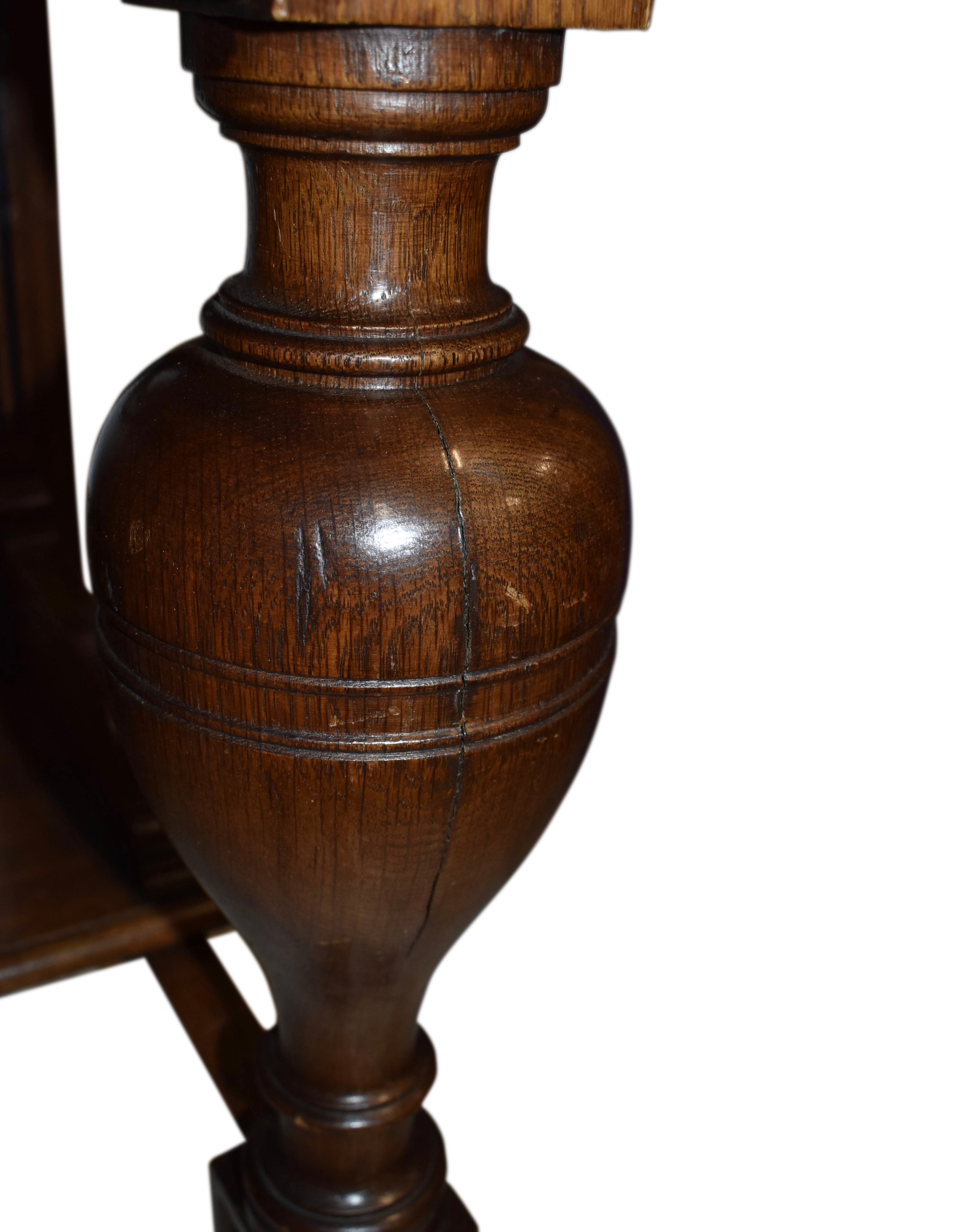Dutch Renaissance Bulb Leg Console Table with Ebony Inlays