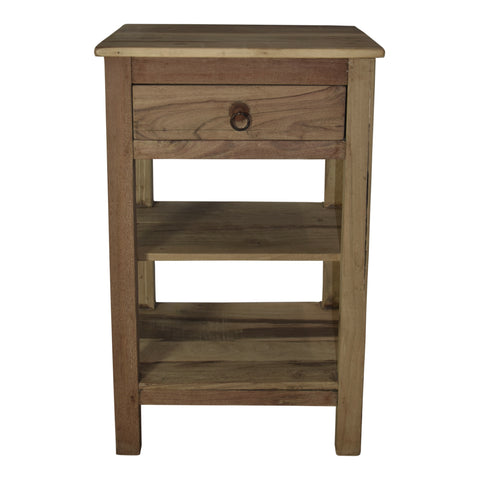 One Drawer Nightstand with Shelves