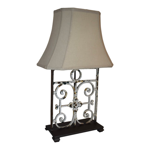 French Wrought Iron Window Guard Table Lamp