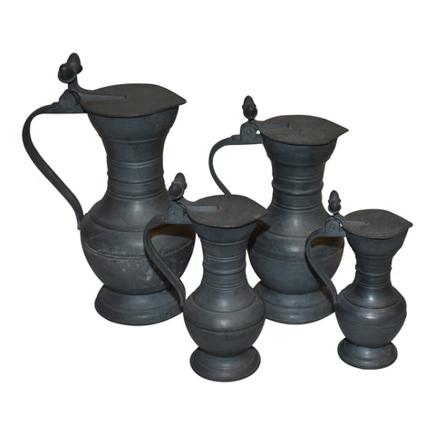Pewter Acorn Pitchers, Set of Four