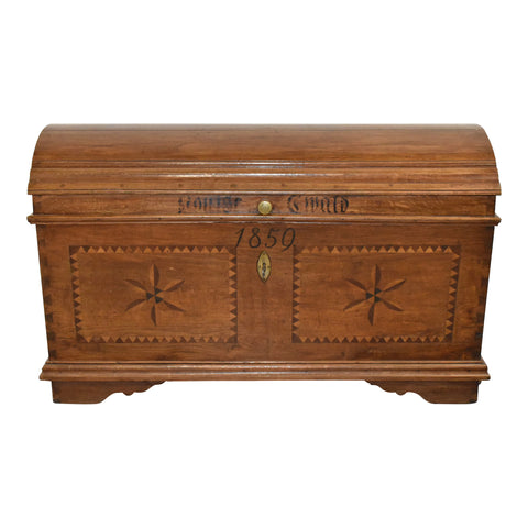 Oak Dome-Top Trunk with Inlays