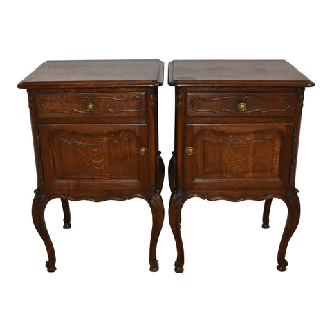 Oak Nightstands, Set of Two