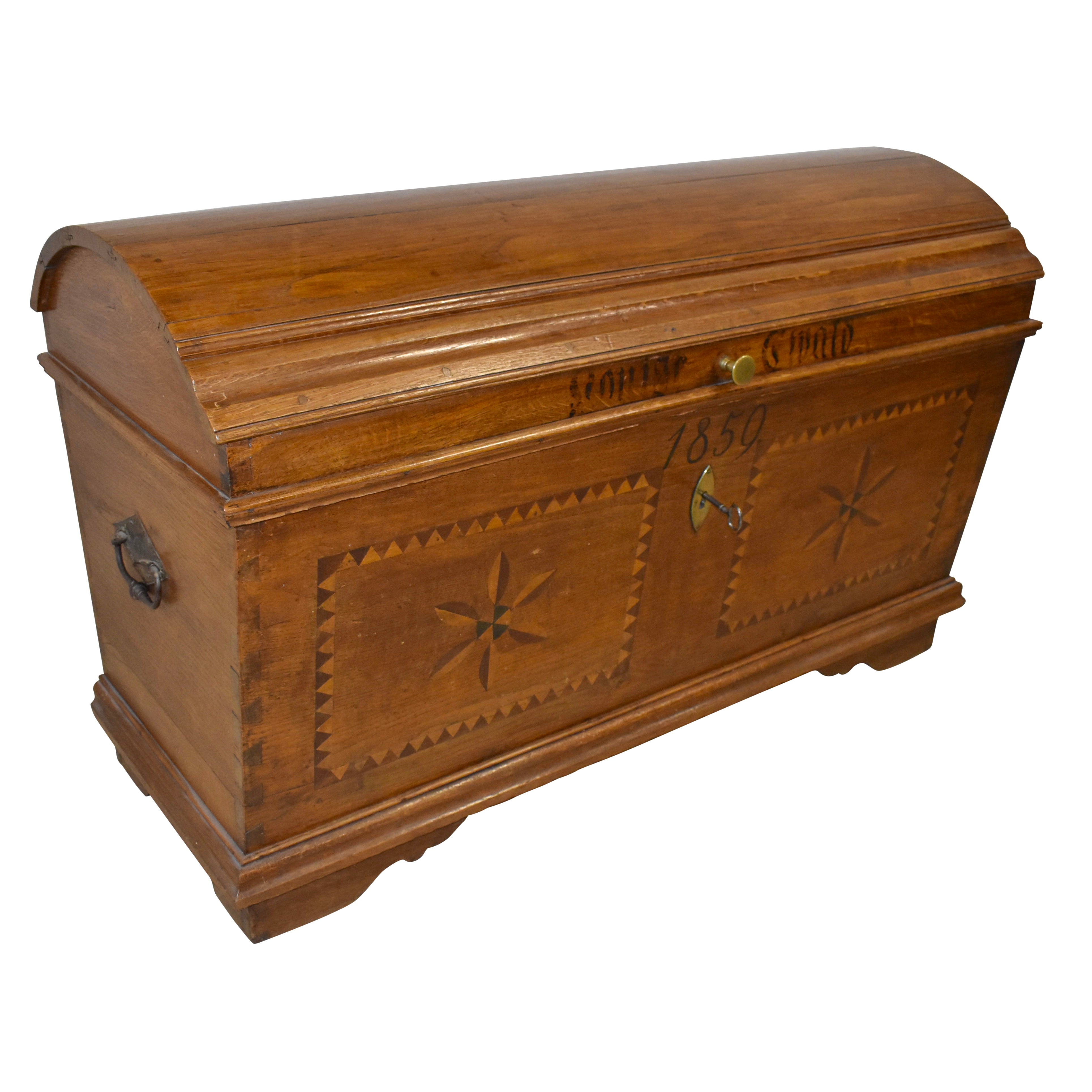 Oak Dome-Top Trunk with Inlays