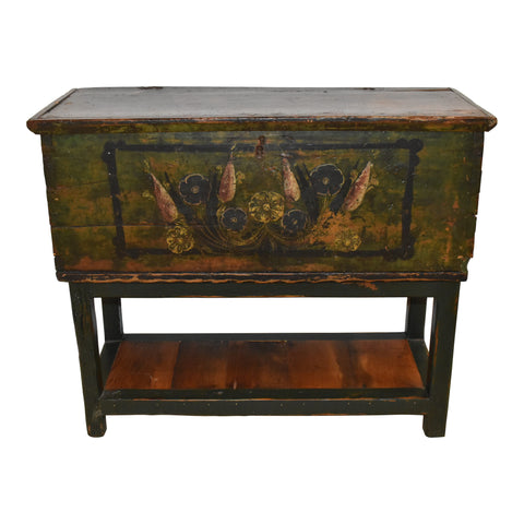 Hand-Painted Trunk with Lower Shelf