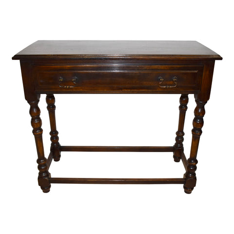 Rectangular Oak Console Side Table with Drawer