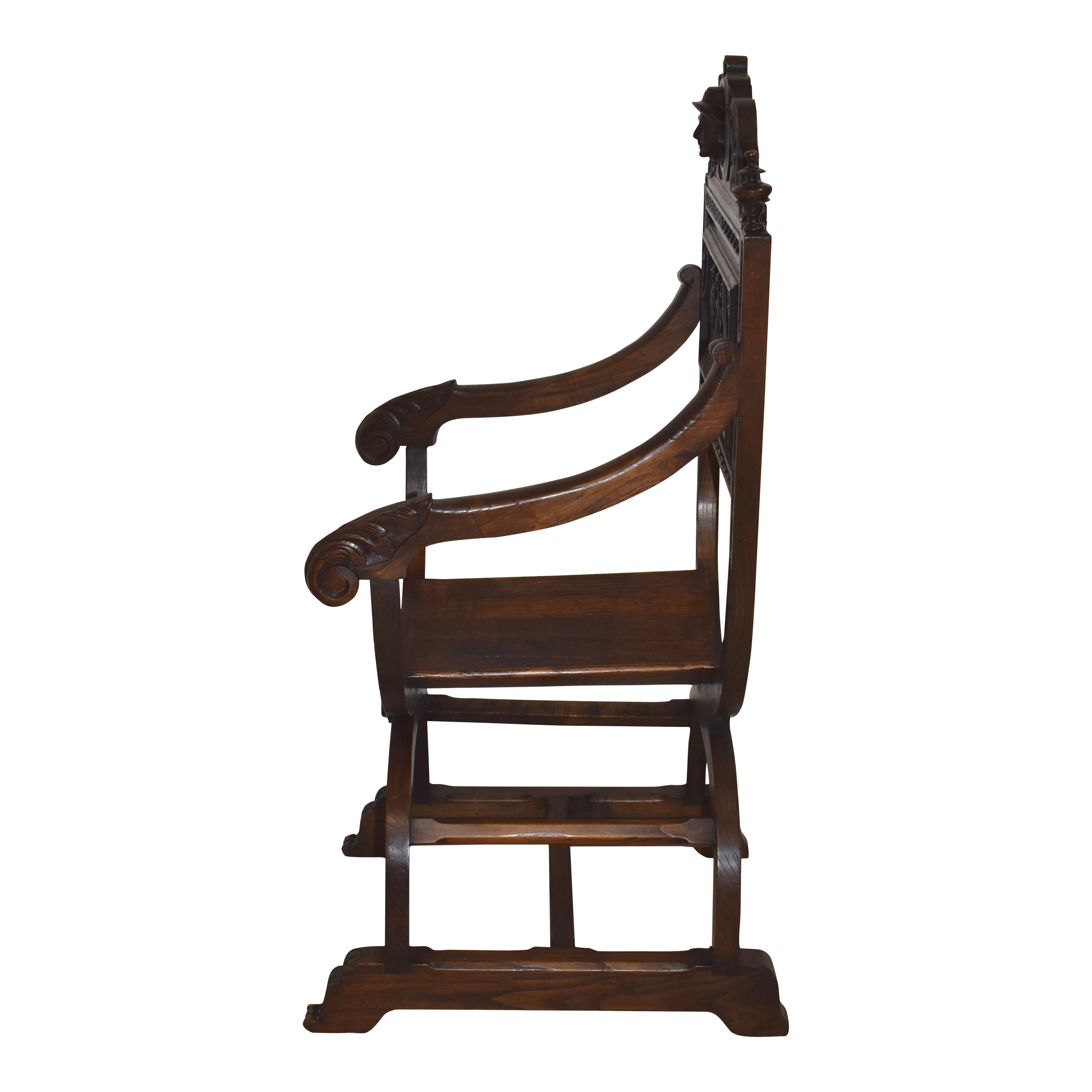 Carved Dutch Curule Chair