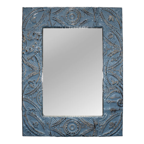Blue Tin Panel Mirror