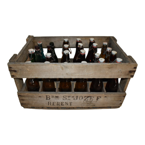 Belgian Wooden Crate with Beer Bottles