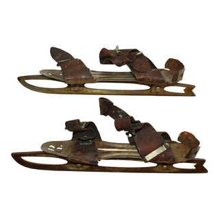 Dutch Metal Ice Skates with Leather Straps