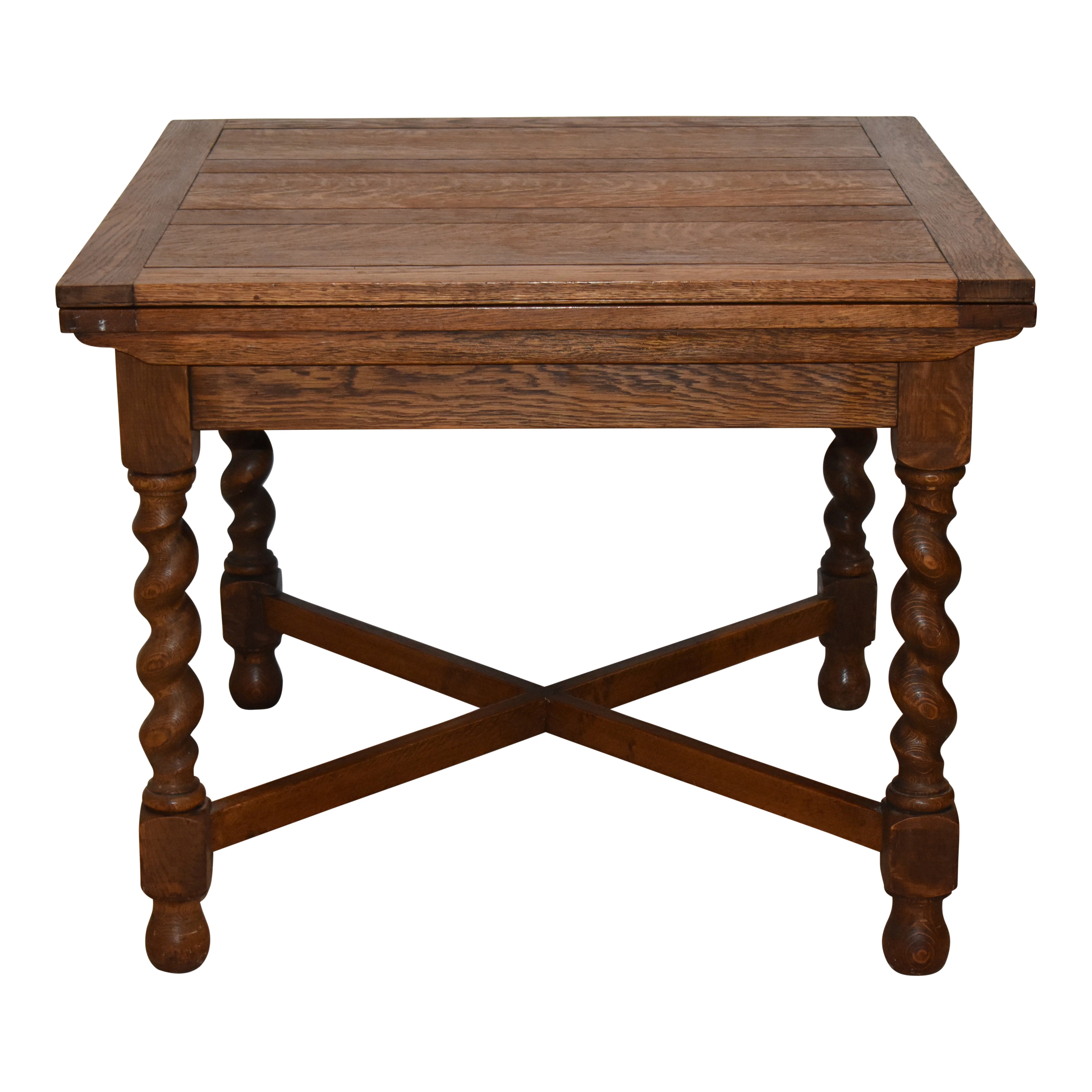 Oak Draw-Leaf Pub Table with Barley Twist Legs Ski Country