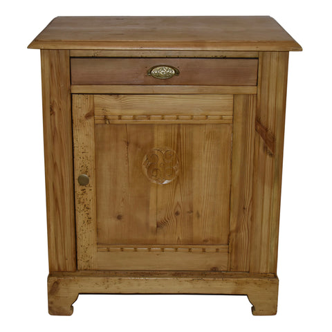 Carved Scandinavian Pine Nightstand