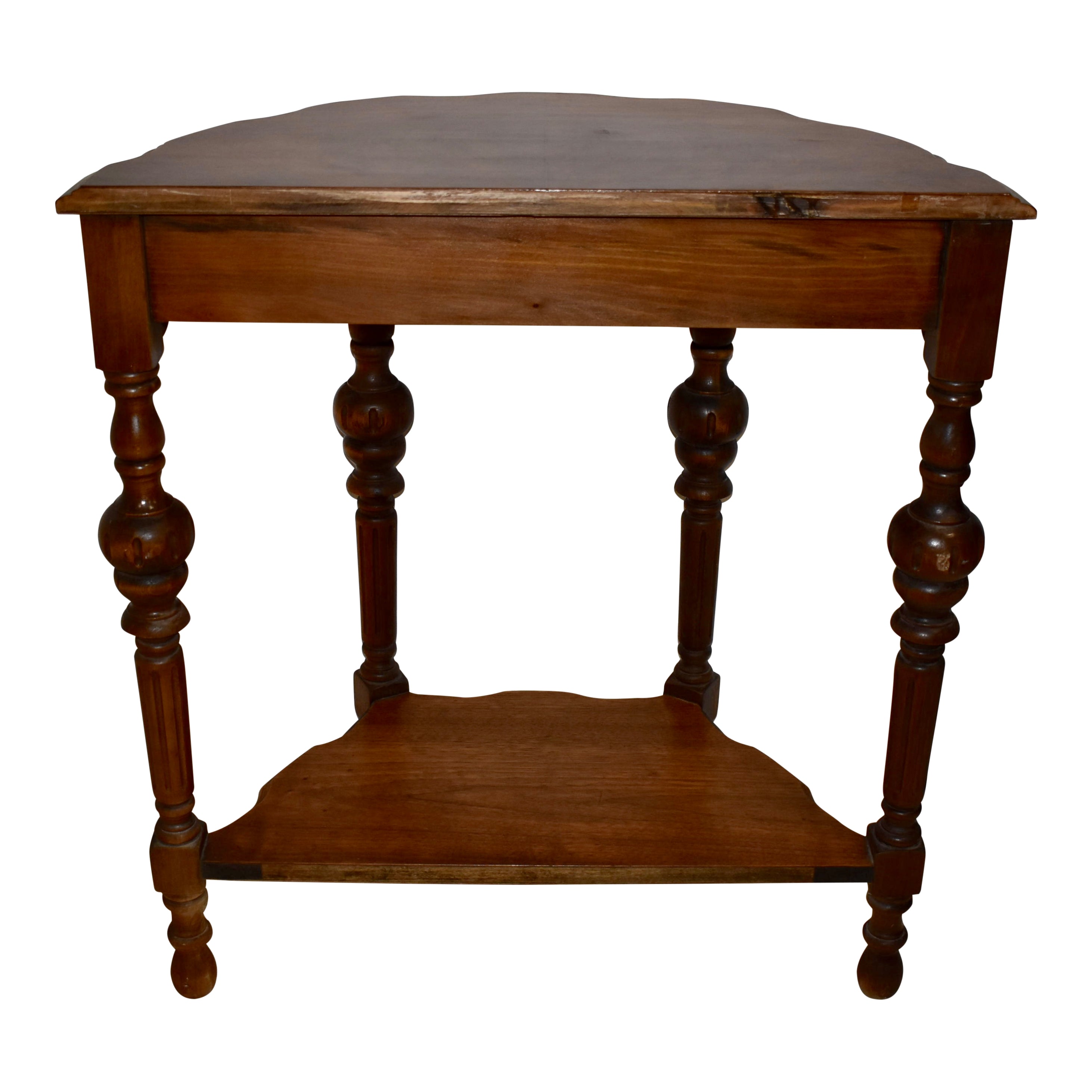 Carved Walnut Crescent Demilune Table