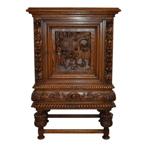 Small Carved Oak Cabinet