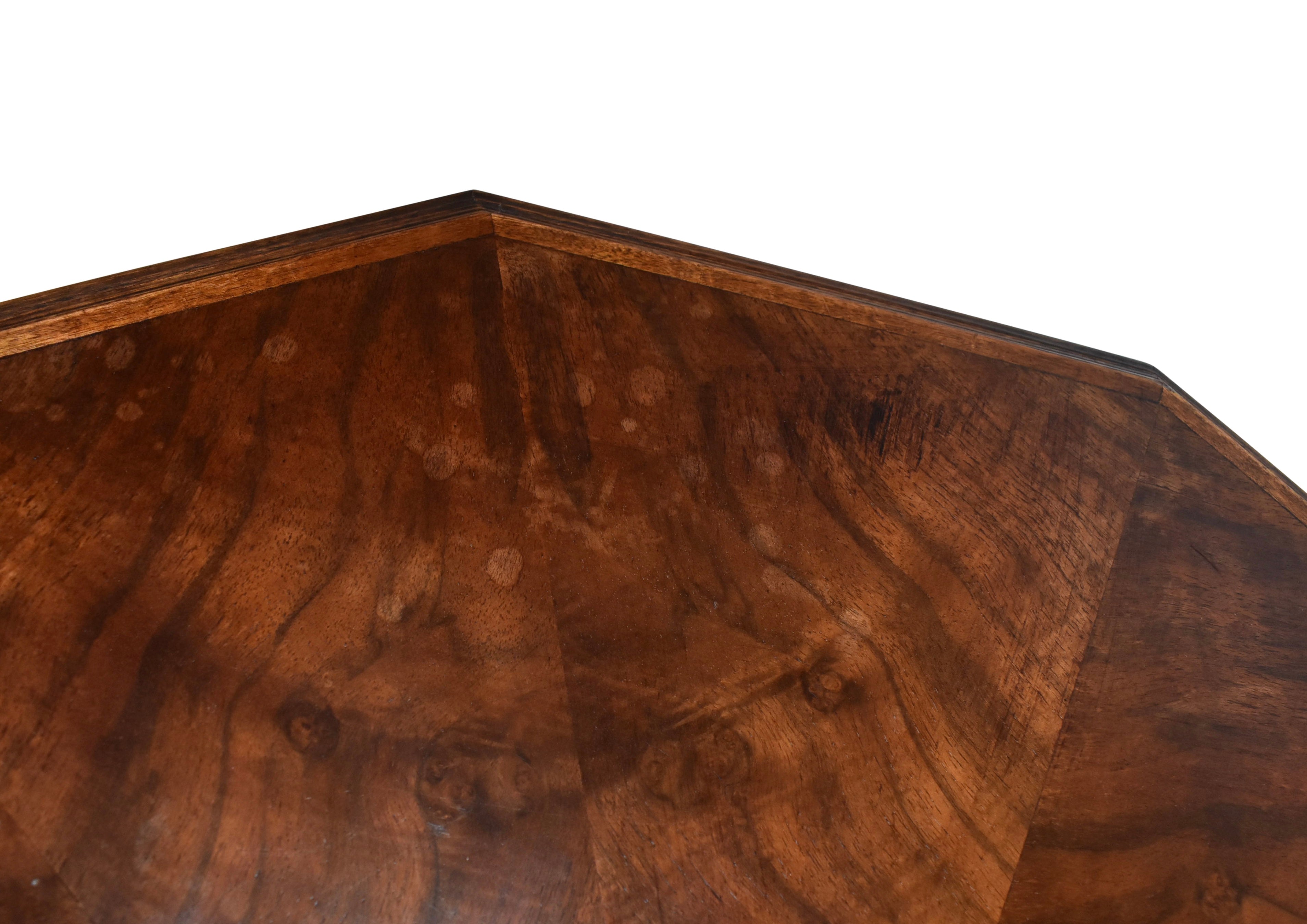 Oak Decagon Table with Burled Walnut Top