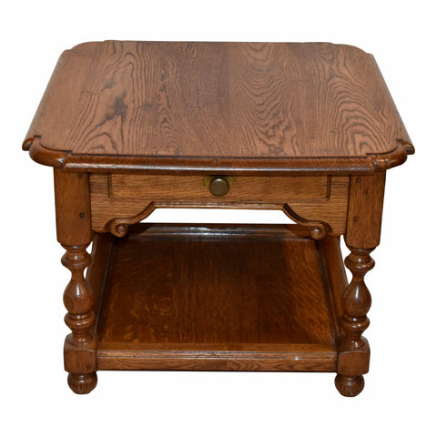 Square Oak Side Table with Drawer