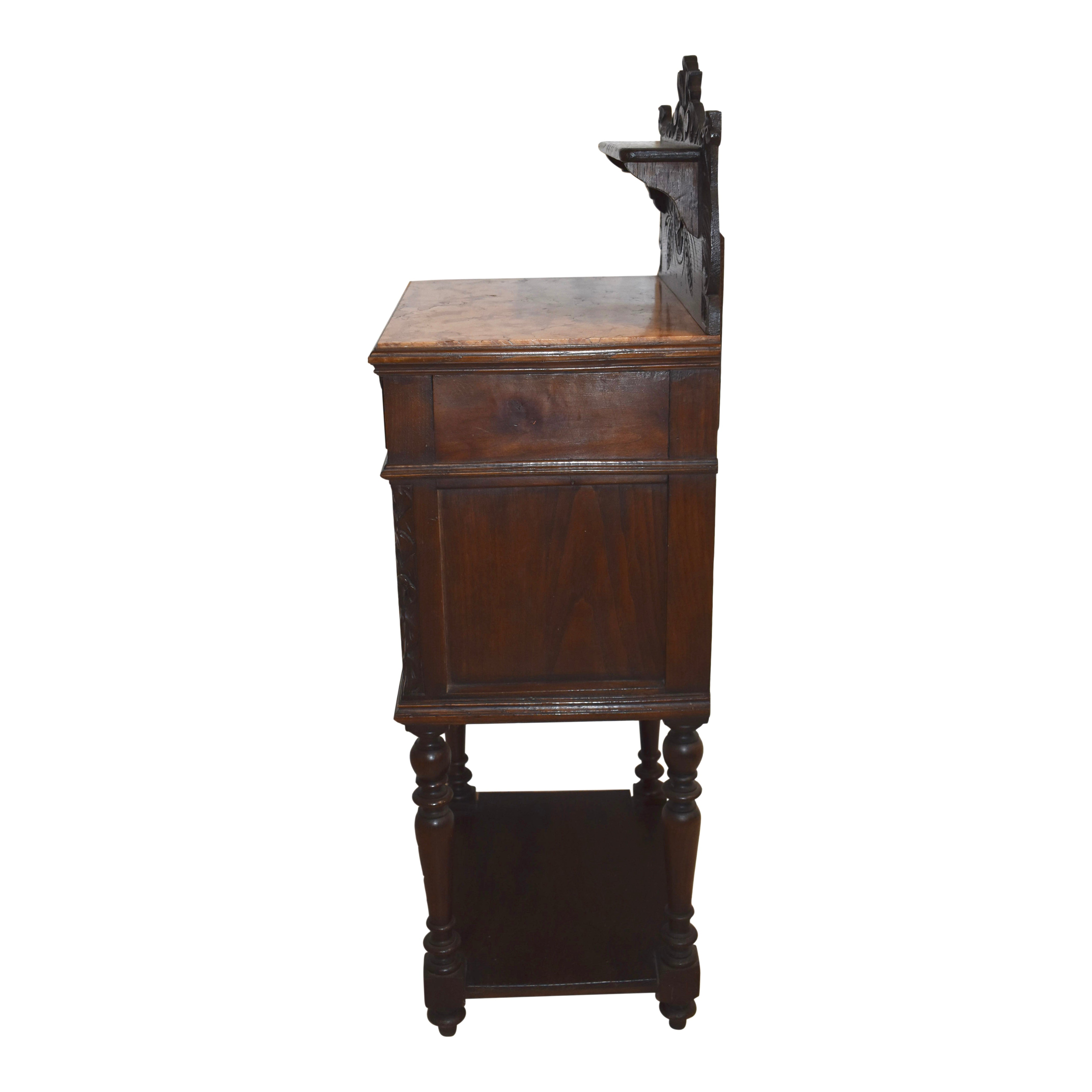 Carved Dutch Nightstand with Marble Top