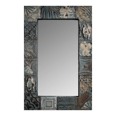 Blue Tin Panel Mirror