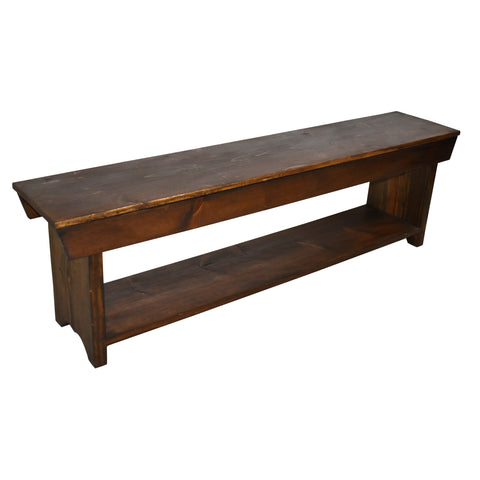 Wooden Bench with Lower Shelf