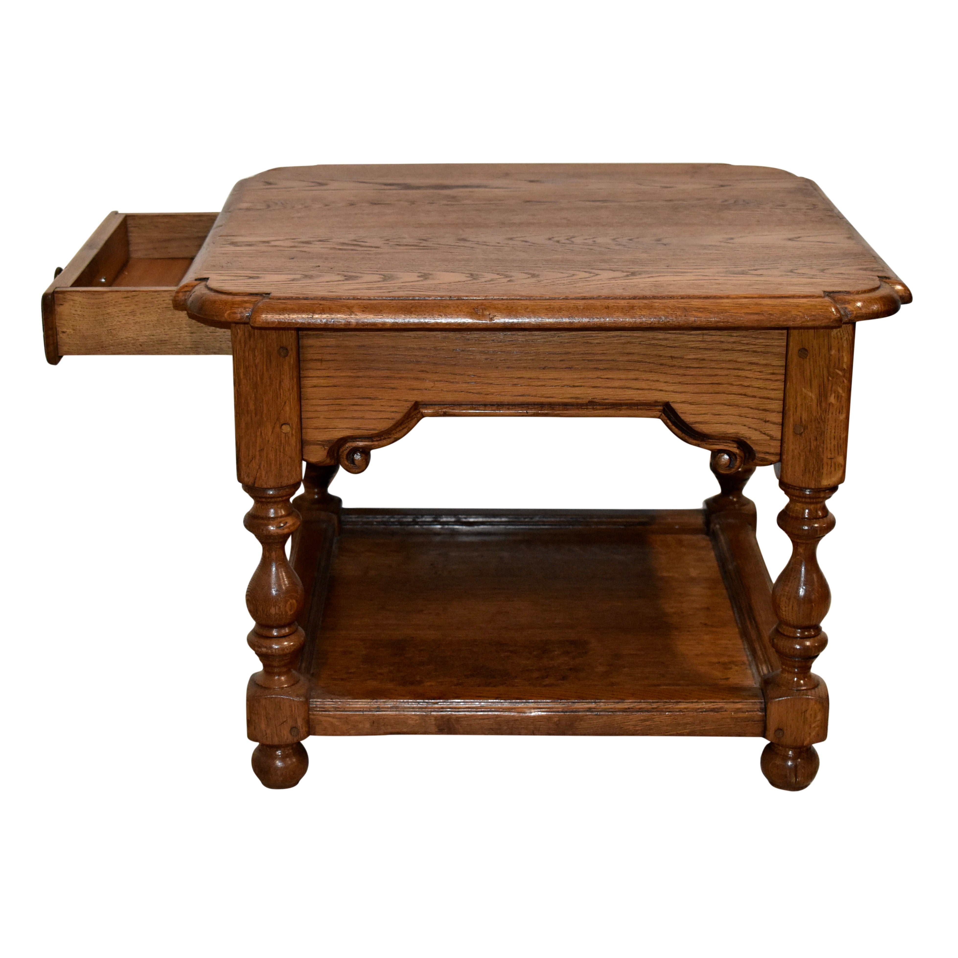 Square Oak Side Table with Drawer