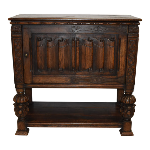 Short Carved Oak Cabinet