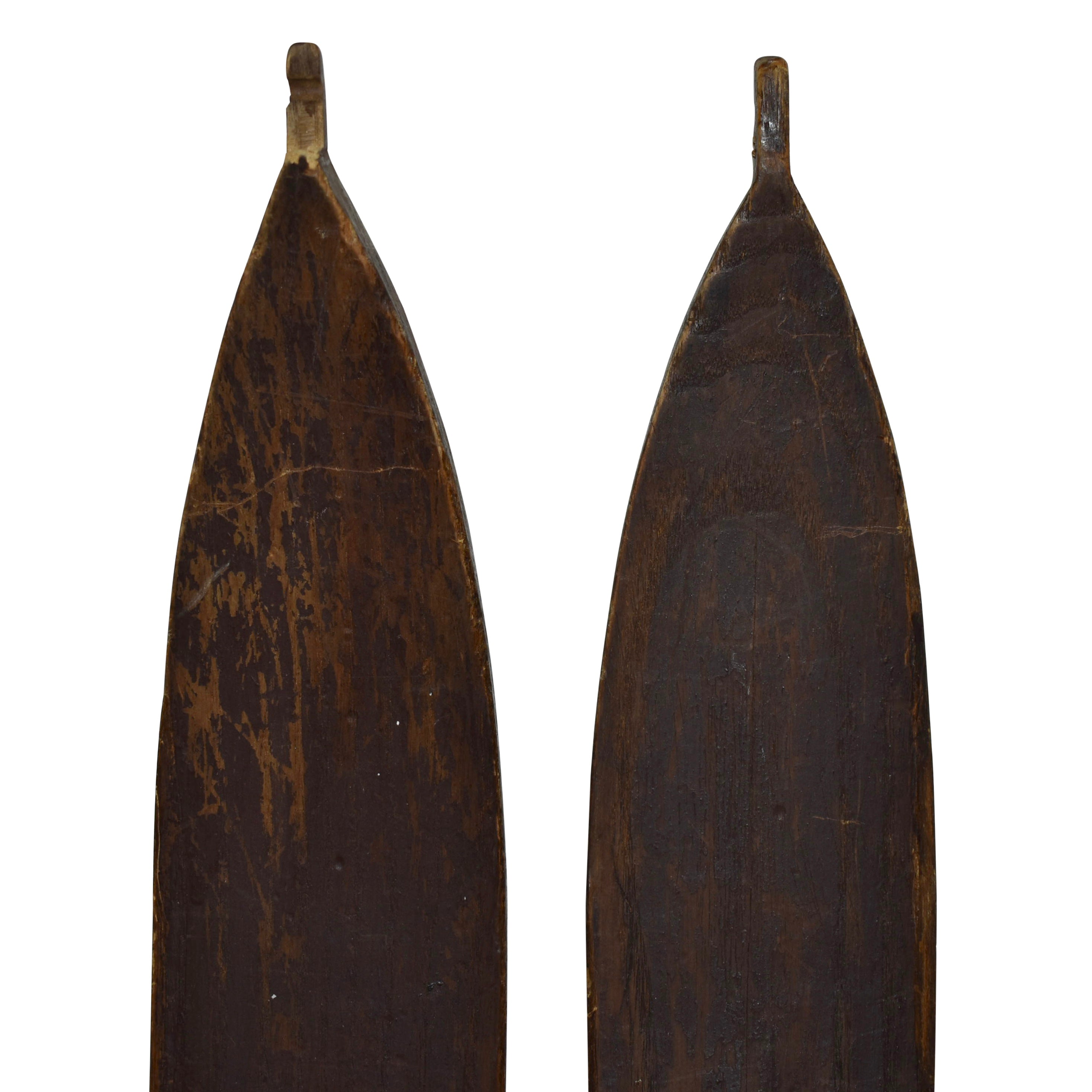 Wooden Skis with Metal Bindings