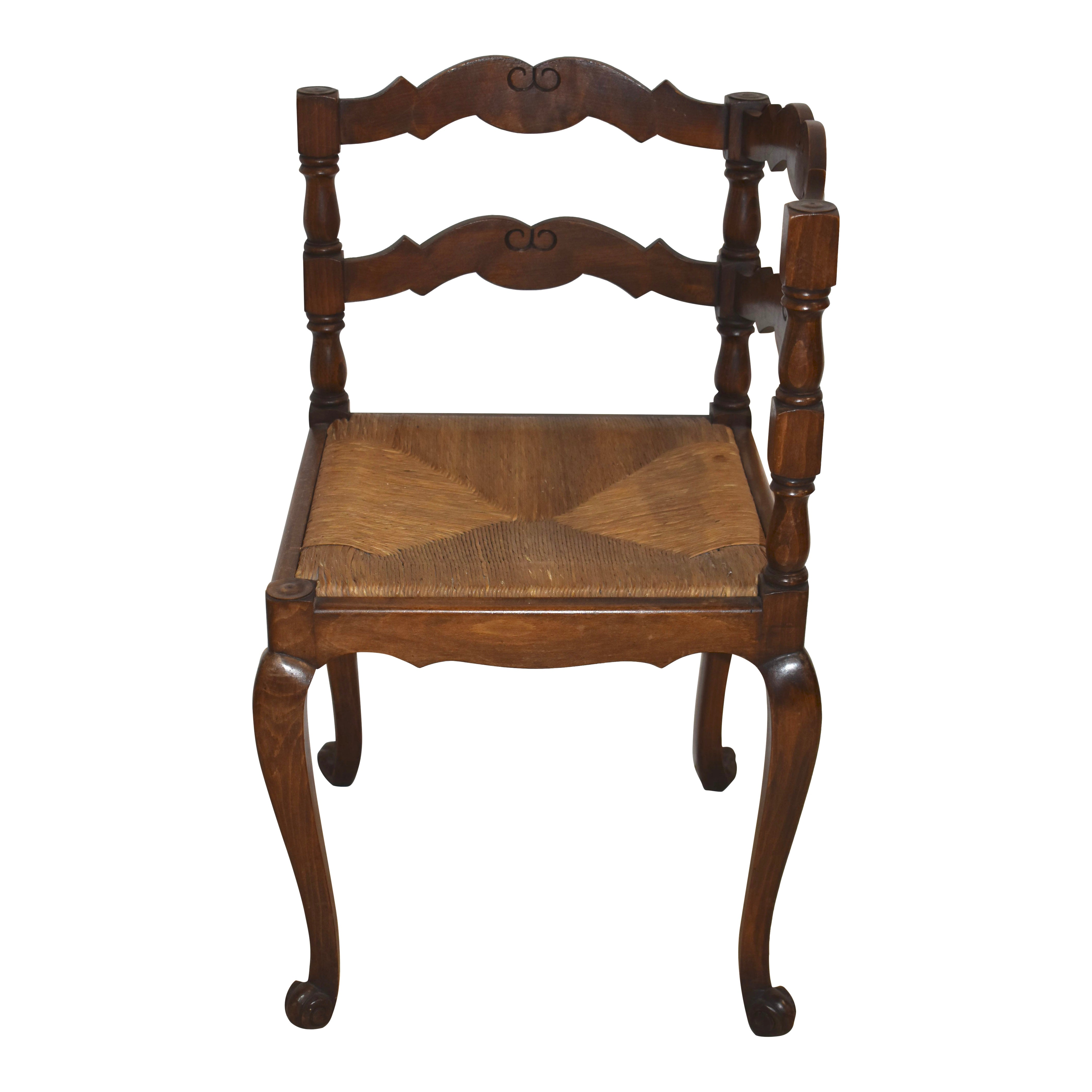 Oak Corner Chair with Rush Seat