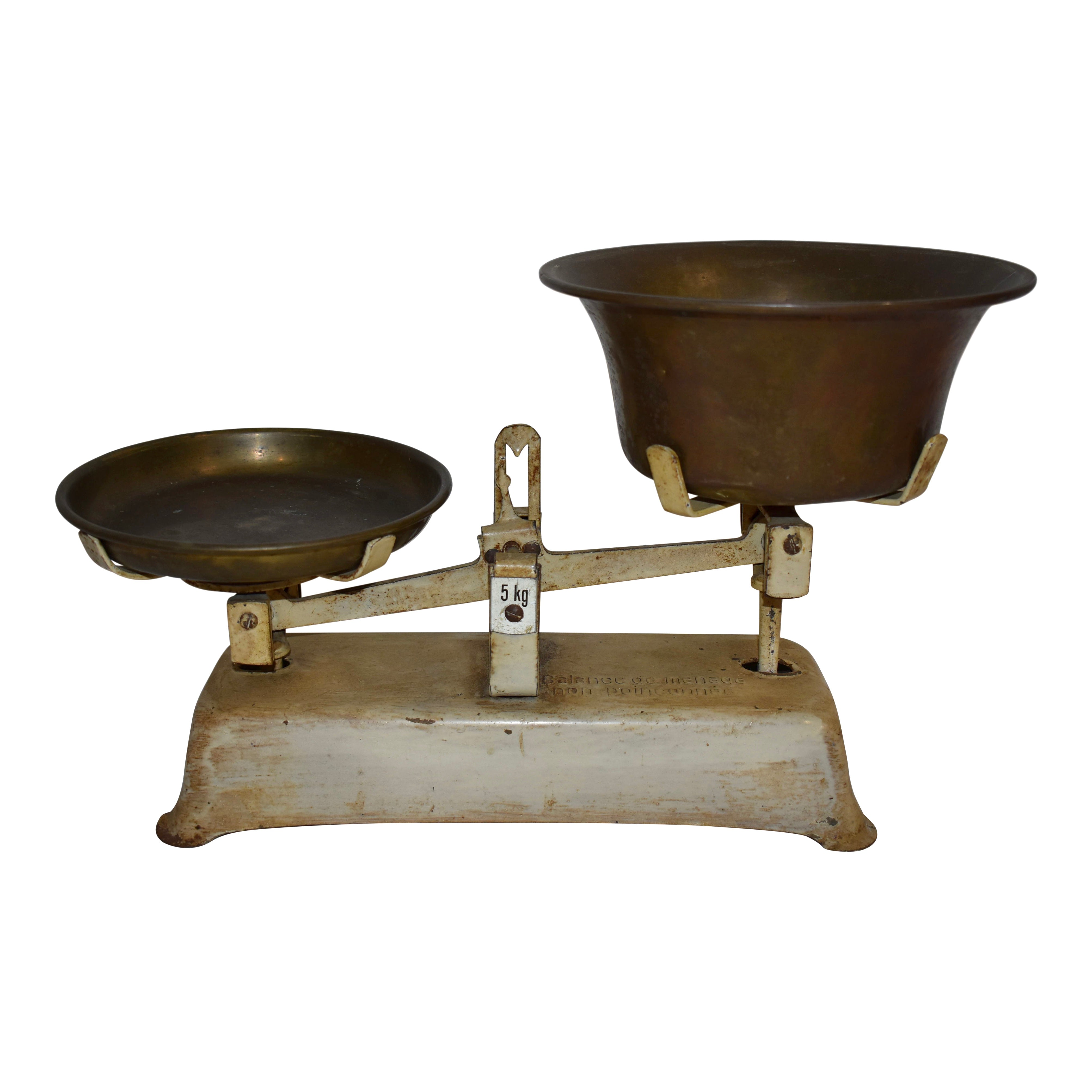 Large Antique French Brass and Iron Balance Scale with Weights For Sale at  1stDibs