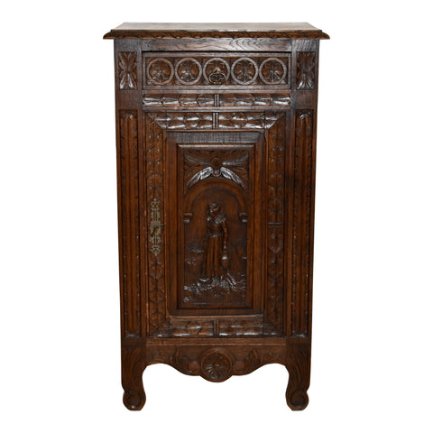 Dutch Carved Short Oak Cabinet