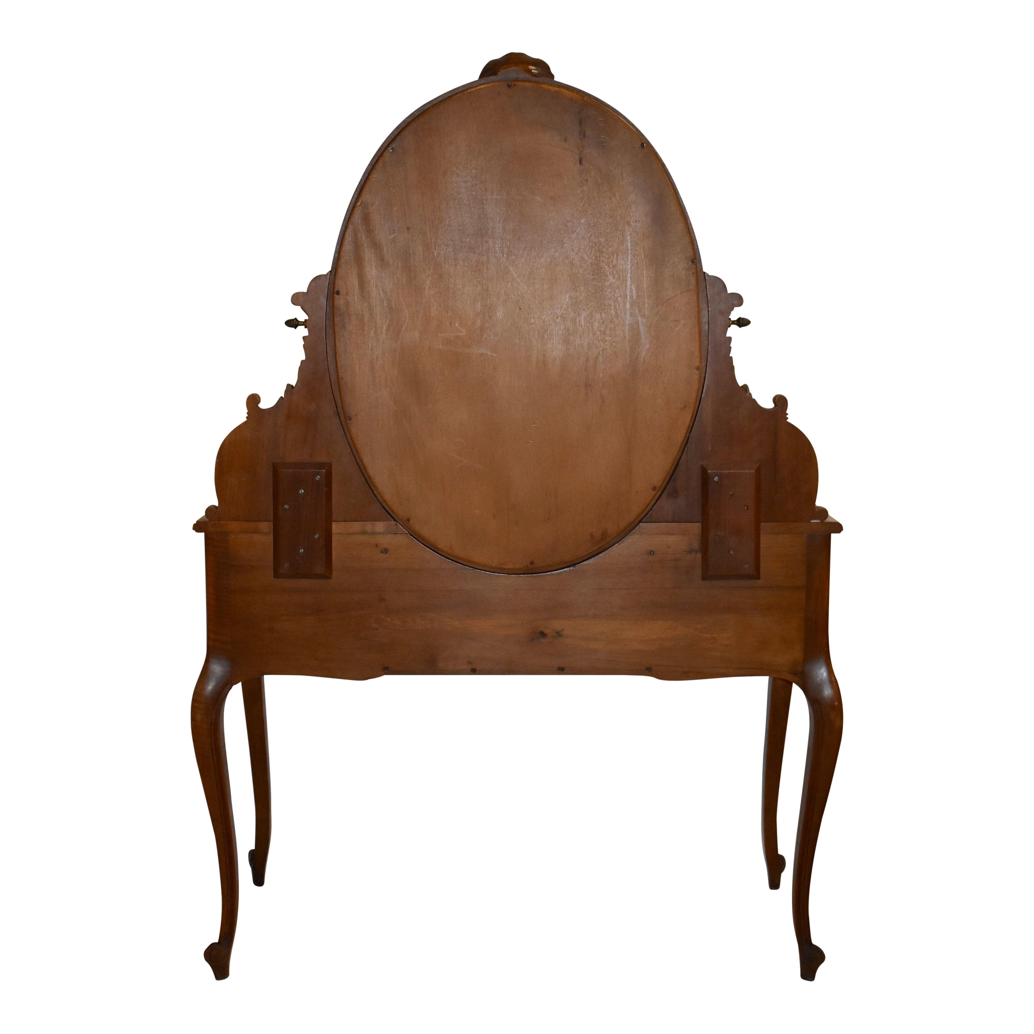 Louis XV Walnut Dressing Table with Oval Mirror Louis XV Walnut Dressing Table with Oval Mirror