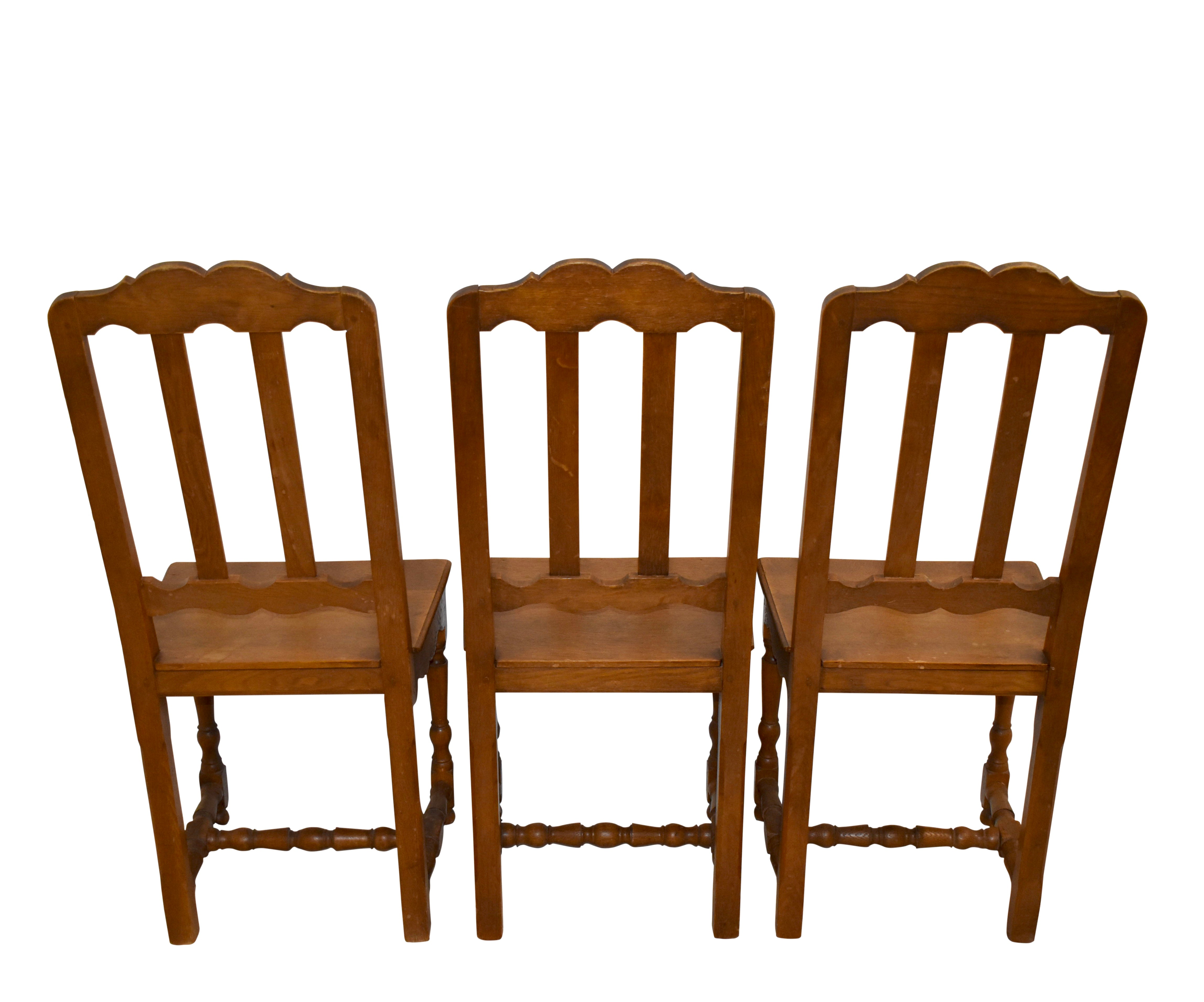 Oak Dining Chairs, Set of Six