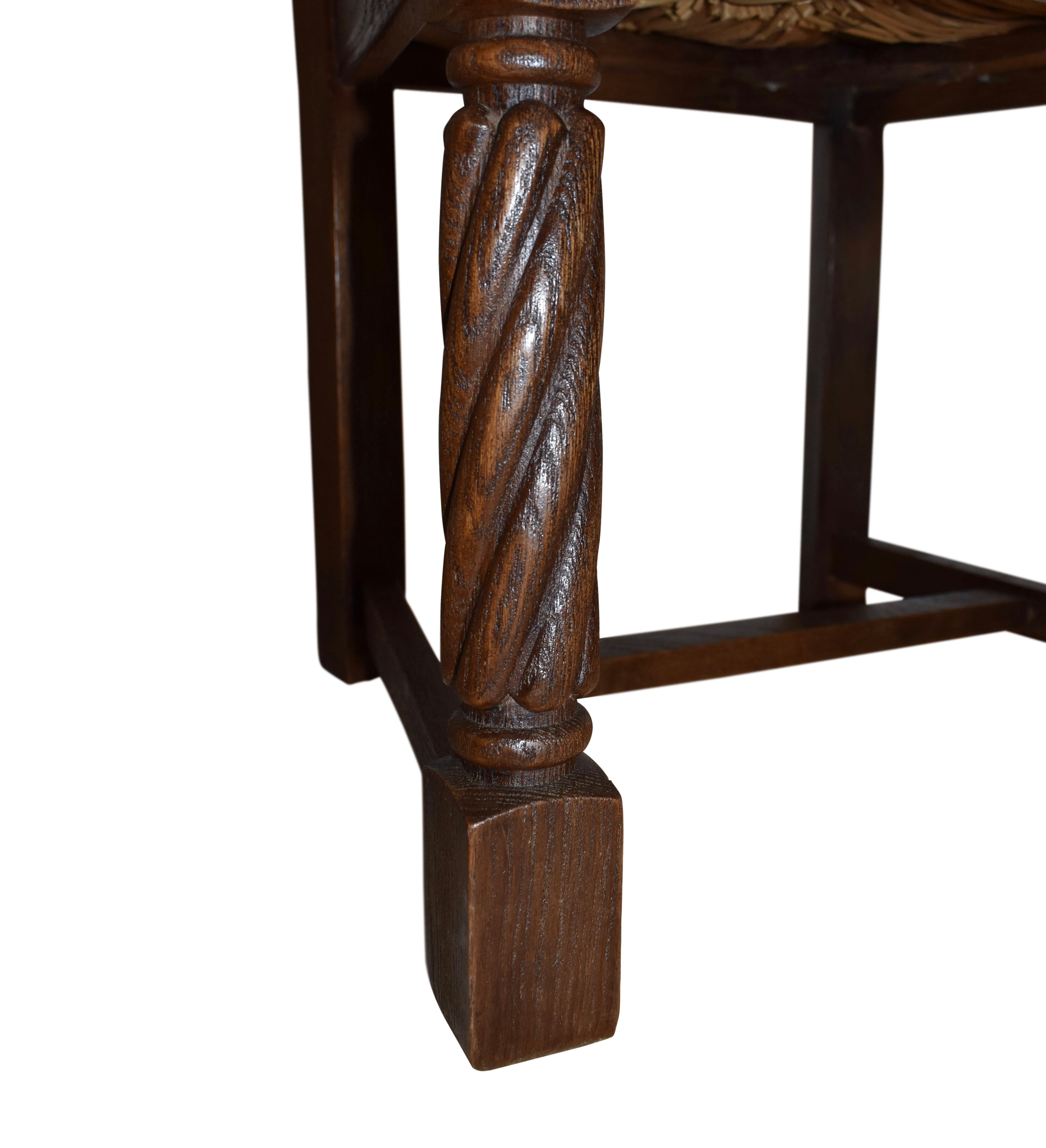Oak Ladder Back Dining Chairs with Rush Seats, Set of Four