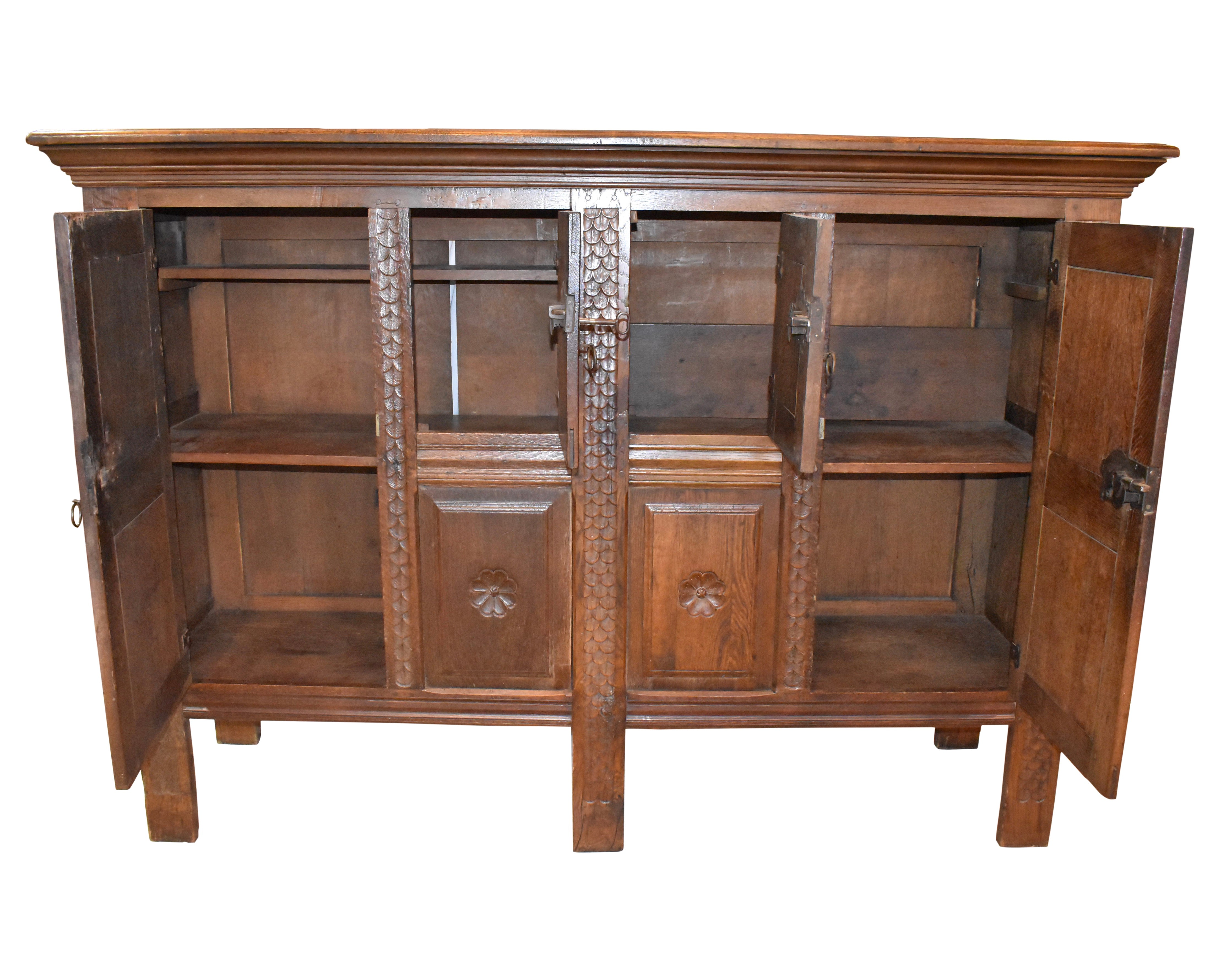 Substantial Carved Oak Cabinet