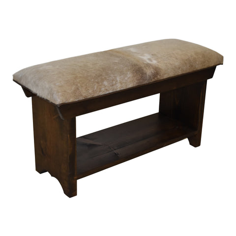 Cowhide Bench with Shelf