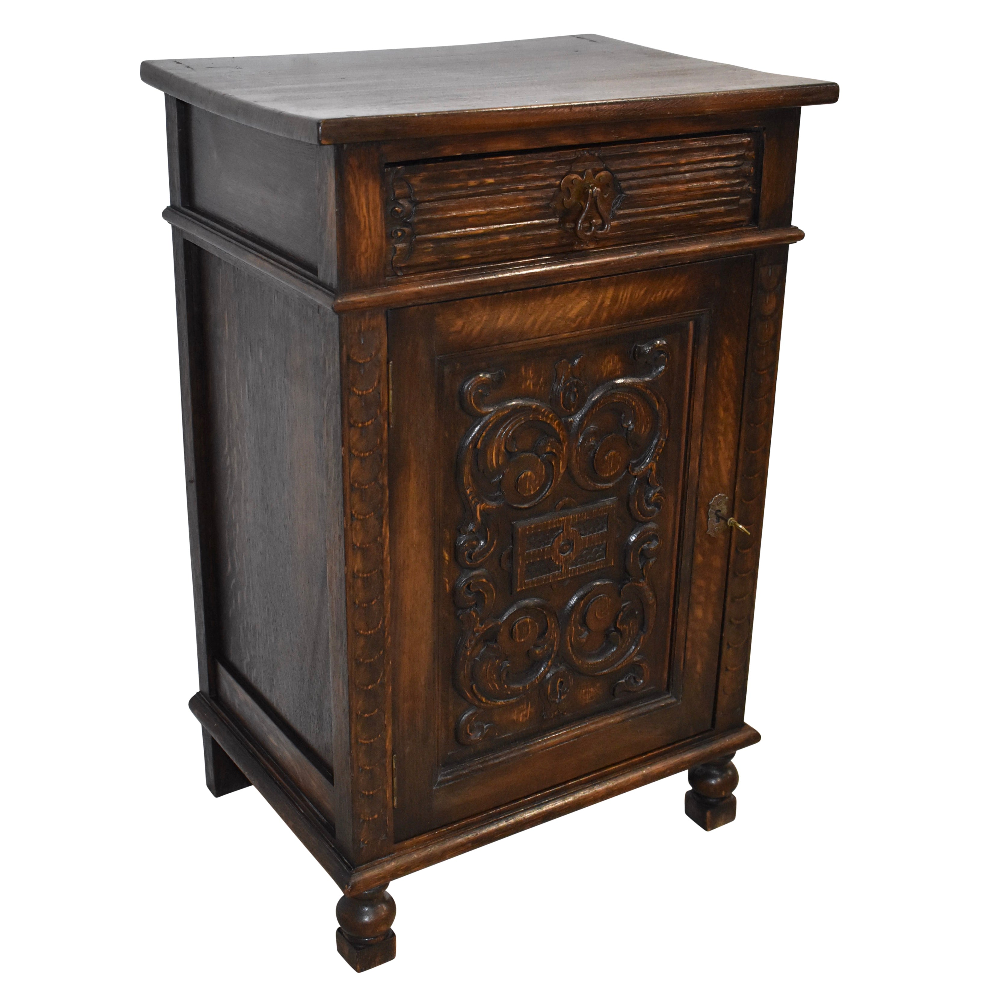 Small Carved Oak Cabinet