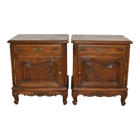 Petite Louis XV Walnut Nightstands, Set of Two