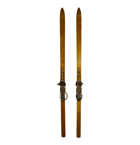 Wooden Skis with Geze Cable Bindings