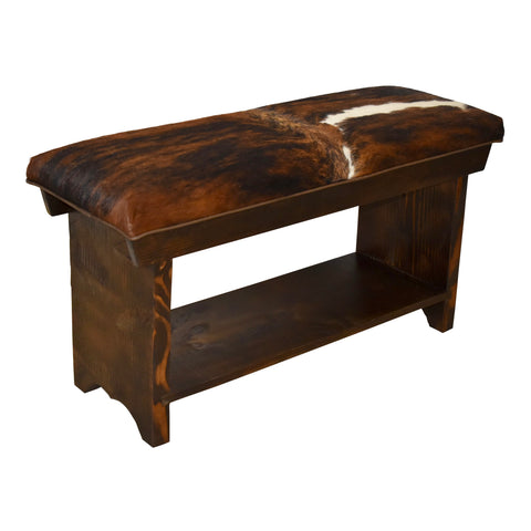 Cowhide Bench with Shelf