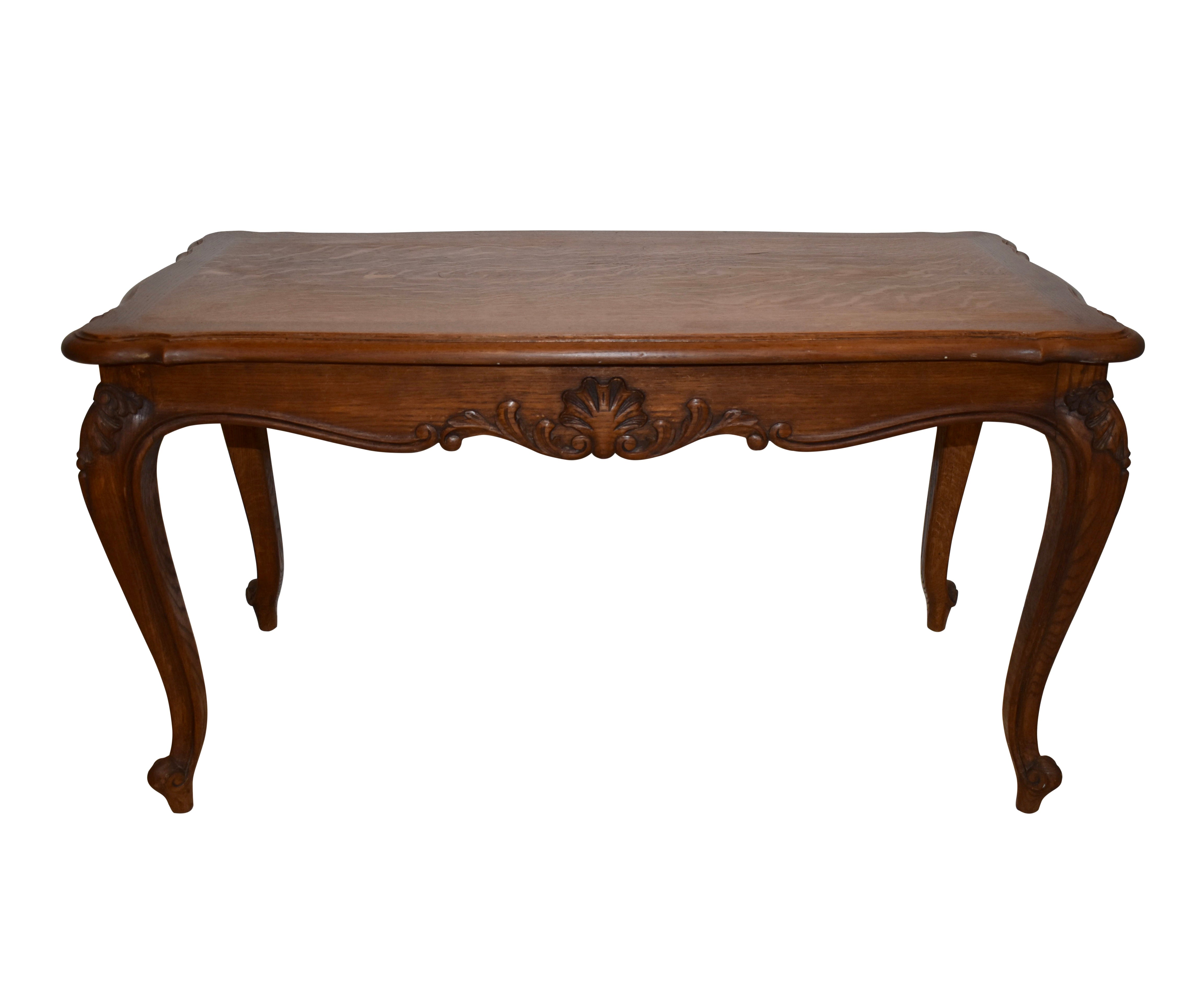 Carved Rectangular Oak Coffee Table