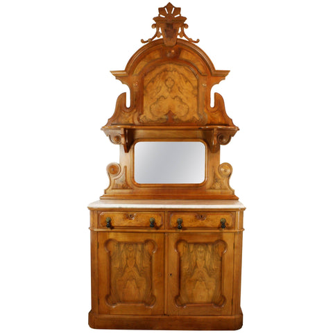 American Eastlake Burled Walnut Buffet