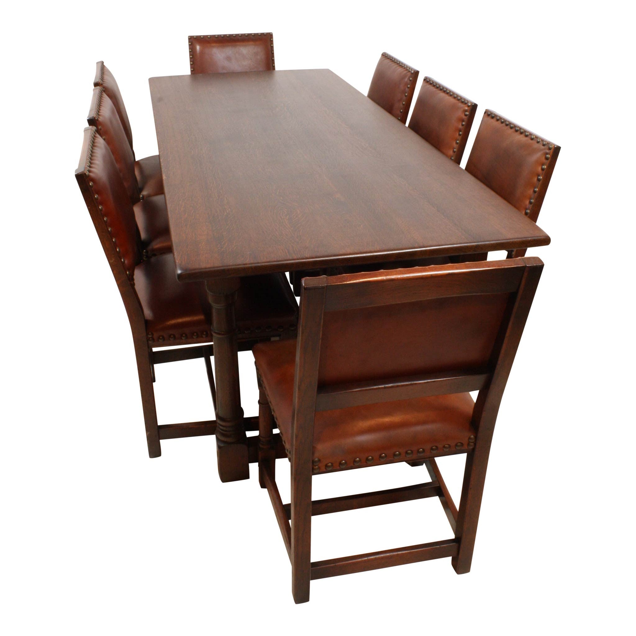 Large Oak Dining Room Table W/ 8 Chairs.