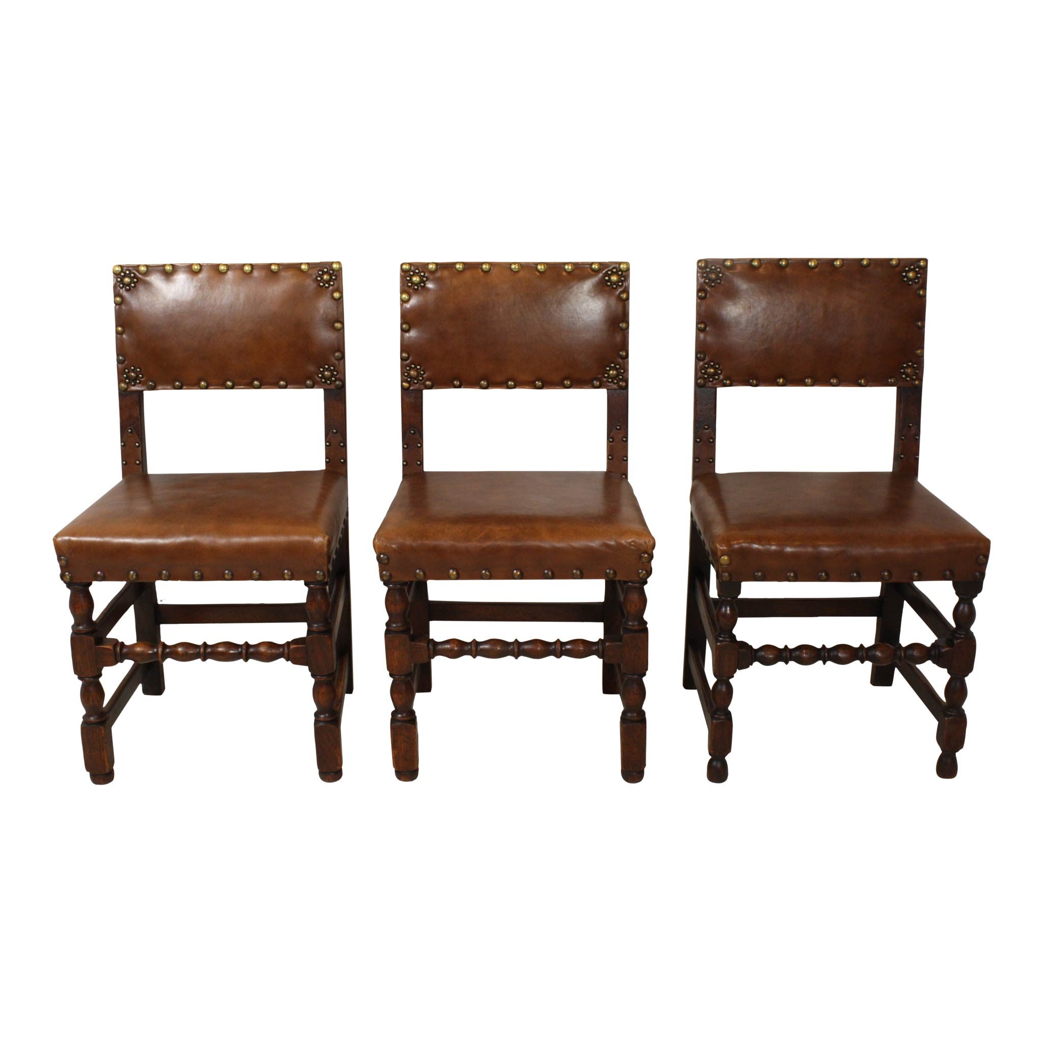 Oak and Leather Chairs set of 6