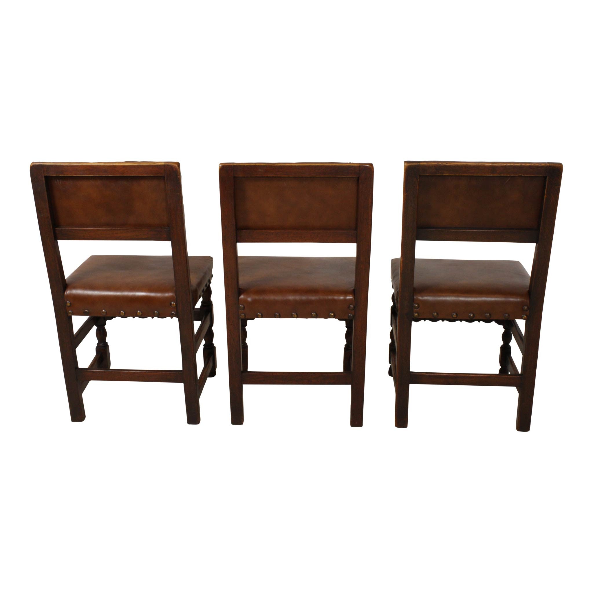 Oak and Leather Chairs set of 6